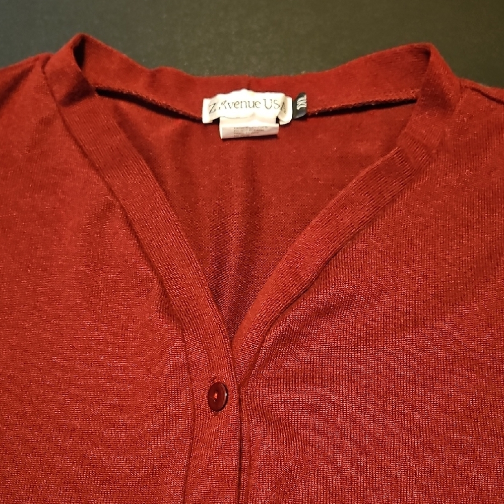 Red Button-Up Cardigan - Picture 4 of 7